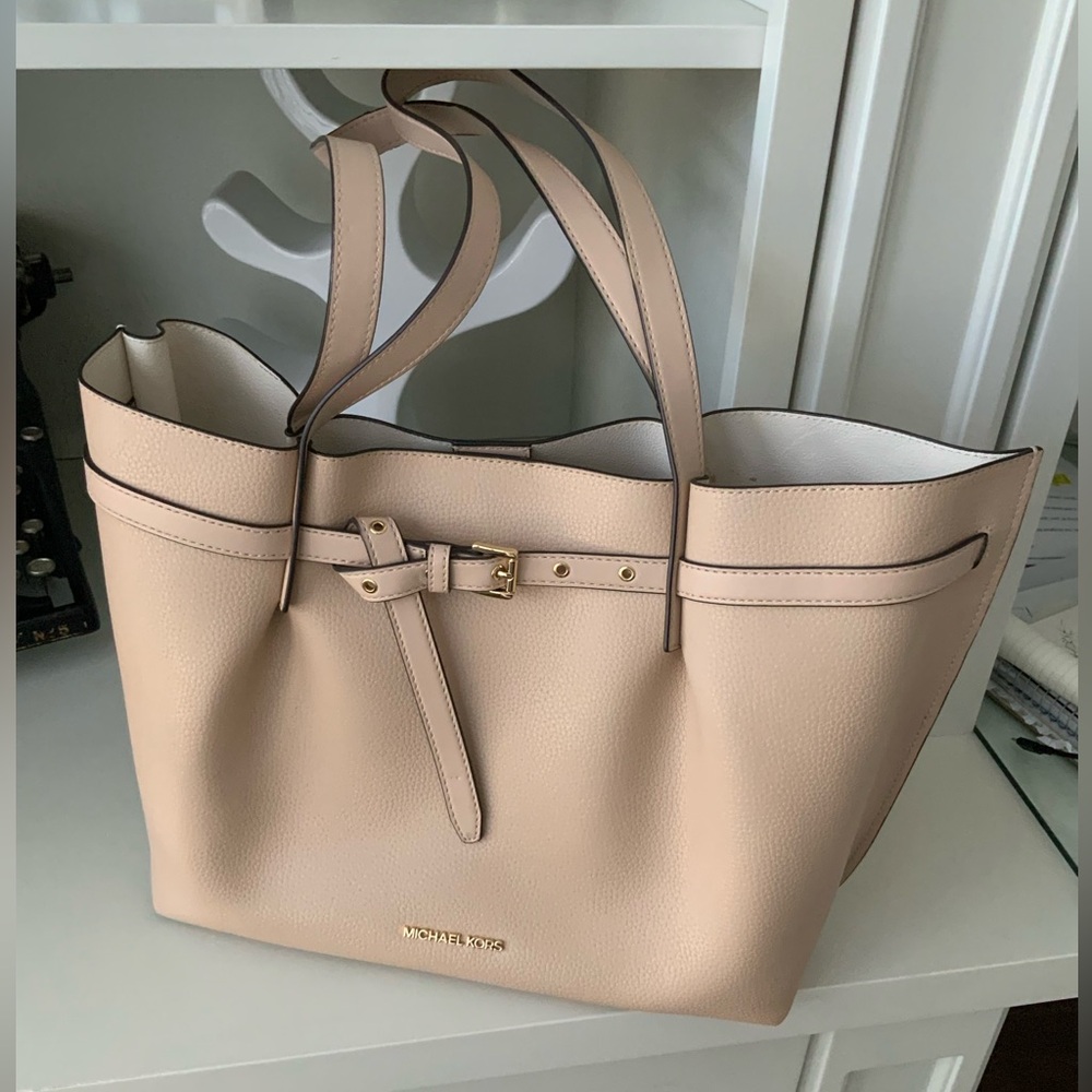 Michael KORS Emilia Large EW Leather Powder Tan Colour Tote Shoulder Purse New - Picture 15 of 16